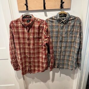 G.H. Bass & Co. Red and Gray Plaid Button Down Cotton Shirt Bundle